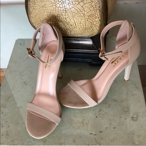 Nude ankle strap heels